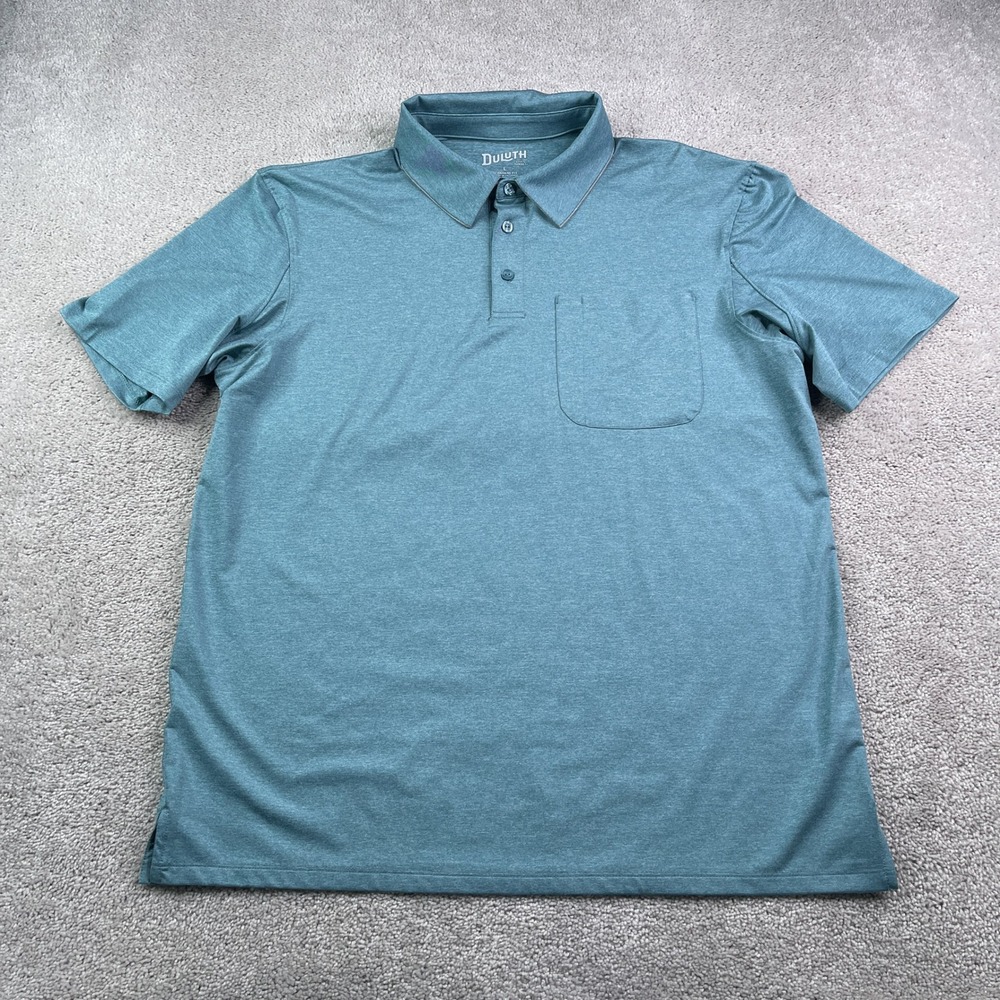 Duluth Polo Shirt Mens Large Blue Pressure Cooker Standard Fit Performance